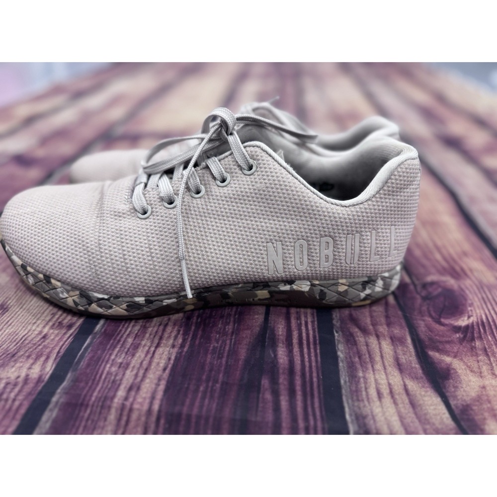 NOBULL Men's Beige Lace-Up Low Top Athletic Sneakers Rubber Outsole